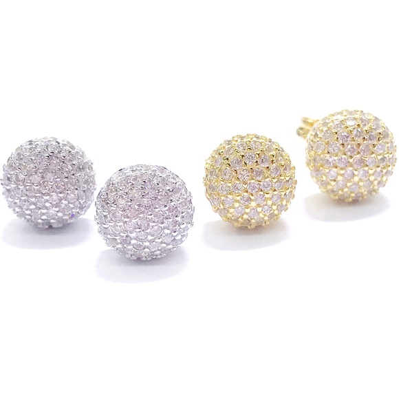 Sterling Silver ICED OUT PAVE BUBBLE STUD EARRINGS - Picture 8 of 8